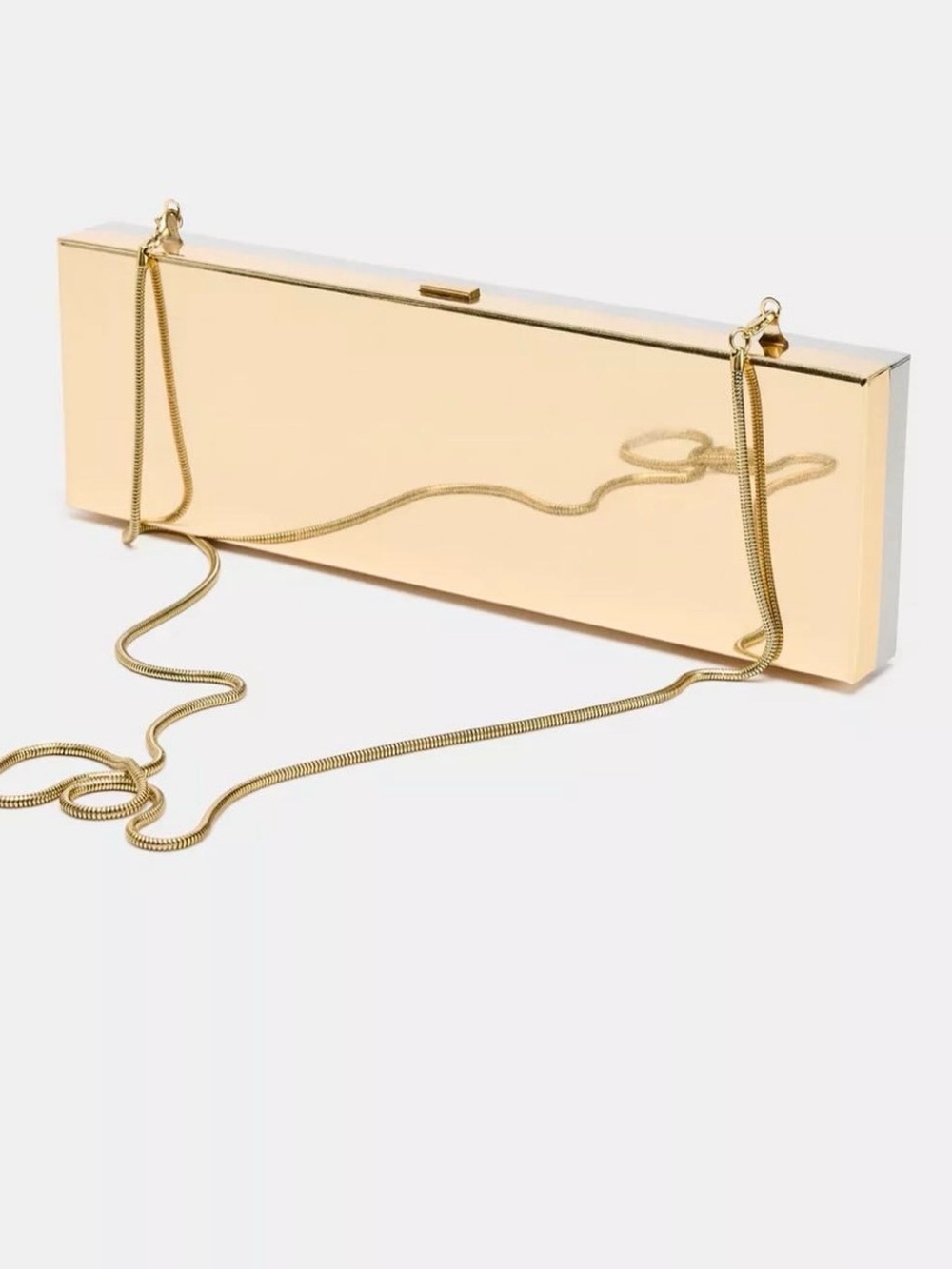 Zara Metallic Gold Rectangle Chain Clutch